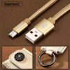 Micro usb adatkábel, 2.1A, 0.3m, bőr, arany, Remax RC-079m