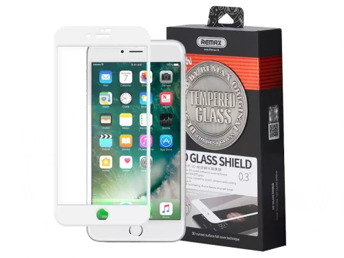iPhone 7 Plus / 8 Plus (5,5") előlapi üvegfólia, 3D, fehér, Remax GL-04