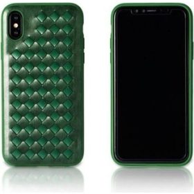   iPhone X / XS (5,8") hátlap tok, műbör, fonott mintás, zöld, Remax RM-1637