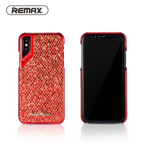 Remax RM-1652 iPhone X XS (5,8") piros csillogós hátlap tok