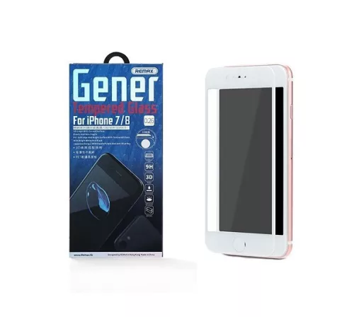 iPhone 7 / 8 / SE2 (4,7") előlapi üvegfólia, 3D PET, fehér, 0,26mm, Remax GL-07