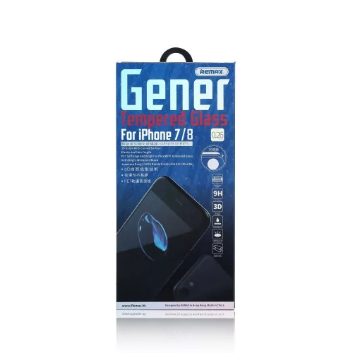 iPhone 7 Plus / 8 Plus (5,5") előlapi üvegfólia, 3D PET, fekete, 0,26mm, Remax GL-07