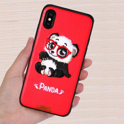 Remax RM-1647 iPhone X XS (5,8") piros pandás hátlap tok "Panda"