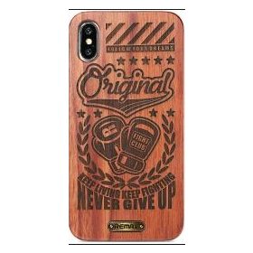   iPhone X / XS (5,8") hátlap tok, fa, Boxing mintás, Remax RM-1639