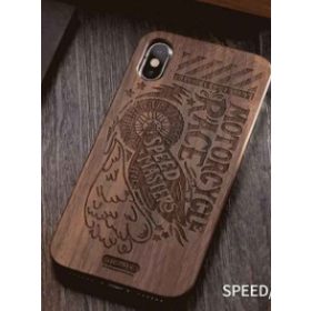   iPhone X / XS (5,8") hátlap tok, fa, Speed masters mintás, Remax RM-1639