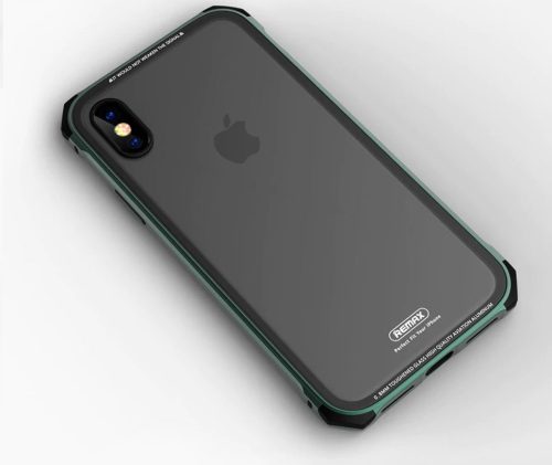 Remax RM-1658 iPhone X XS (5,8") zöld fém keretes hátlap tok