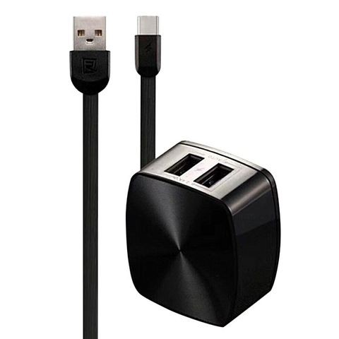 Remax RP-U215 2USB fekete hálózati töltőfej EU 2.4A + Micro USB adatkábel