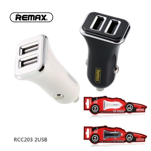 Remax RCC203 2USB fekete szivartöltőfej 2.4A