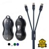 Remax RC-094th 3in1 iPhone 8pin Type-C micro usb sötétkék szövet adatkábel fém csatlakozóval 2.1A 1m