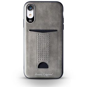   Remax RM-1668 iPhone X / XS (5,8") szürke bankkártya tartós műbőr hátlap tok