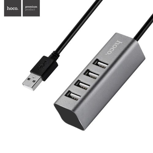 4X USB 2.0 HUB, szürke (Tarnish), 0.8M, Hoco HB1