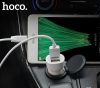 Szivartöltő fej 2USB + iPhone 8pin kábel, fehér, 2.4A, Hoco Z2A