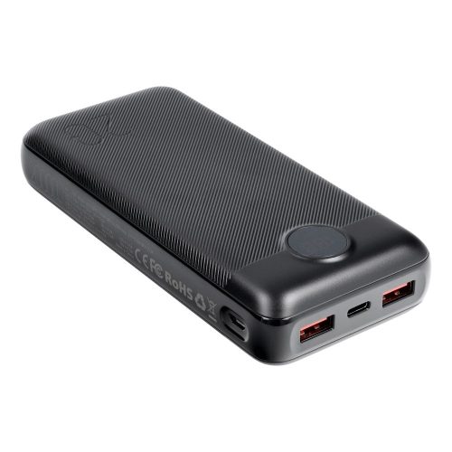 Power Bank, 20000mAh, 2x USB / Type-C / Micro USB foglalattal, fekete, 2A, PD20W / QC3.0, Veger L20S