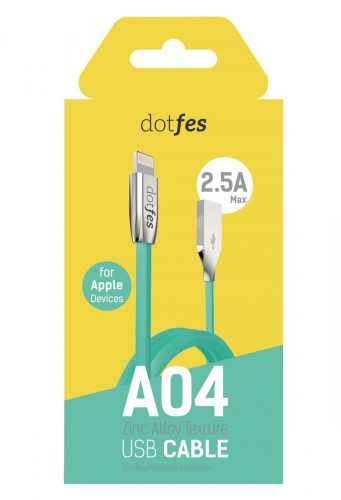 Dotfes A04 iPhone 8pin fekete prémium adatkábel cink ötvözet csatlakozóval 2.5A 1m