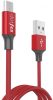 Dotfes A01m micro USB piros prémium szövet adatkábel fém csatlakozóval 2.5A 1m