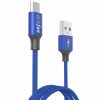 Dotfes A01m micro USB kék prémium szövet adatkábel fém csatlakozóval 2.5A 1m