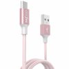 Dotfes A03m micro USB rose gold prémium szövet adatkábel fém csatlakozóval 2.5A 1m