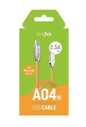 Dotfes A04m micro USB fekete prémium adatkábel cink ötvözet csatlakozóval 2.5A 1m