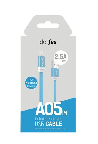 Dotfes A05m micro USB zöld prémium adatkábel fém csatlakozóval 2.5A 1m