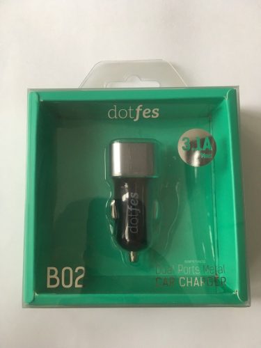 Dotfes B02 fekete-szürke prémium szivartöltőfej 2USB 1A 2.1A