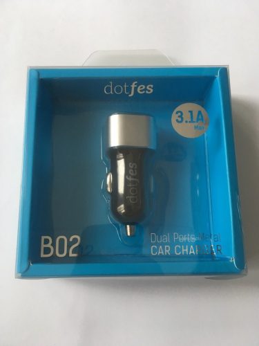 Dotfes B02 fekete-ezüst prémium szivartöltőfej 2USB 1A 2.1A