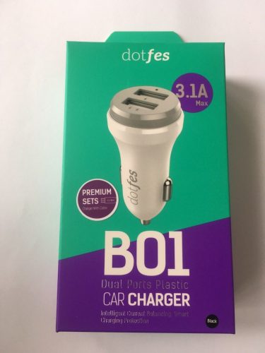 Dotfes B01m fekete prémium szivartöltőfej 2USB 1A 2.1A micro USB adatkábellel