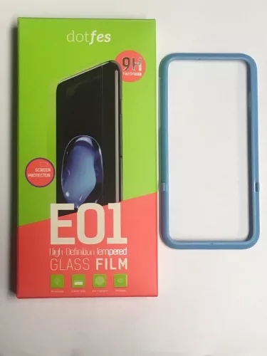 iPhone 6 Plus / 6S Plus (5,5") előlapi üvegfólia csomag (3db üvegfólia + felhelyezést segítő keret), Dotfes E01