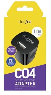 Dotfes C04 fekete prémium hálózati töltőfej 1.0A + micro USB adatkábel