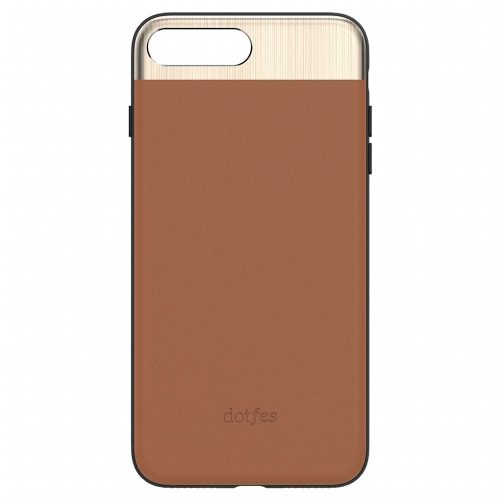 iPhone 7 Plus / 8 Plus (5,5") hátlap tok, bőr tok, barna, prémium, Dotfes G03