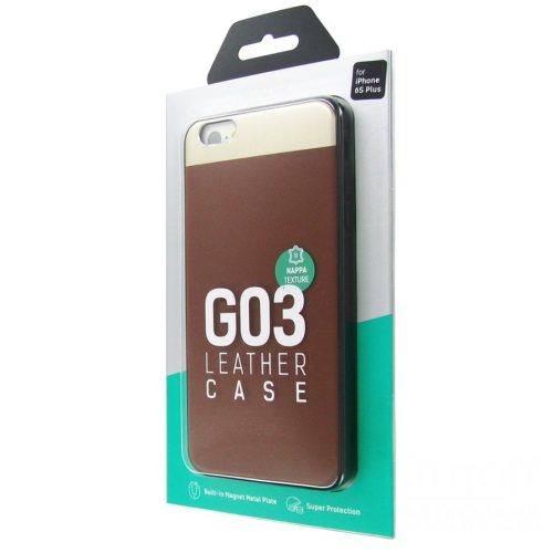 iPhone 6 / 6S (4,7") hátlap tok, bőr tok, barna, prémium, Dotfes G03