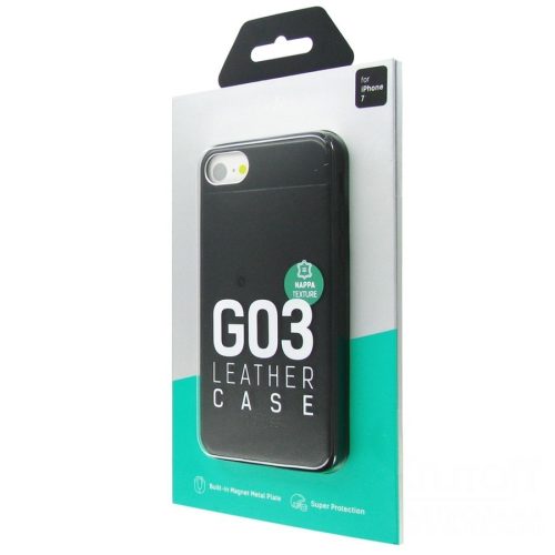 iPhone 6 Plus / 6S Plus (5,5") hátlap tok, bőr tok, fekete, prémium, Dotfes G03