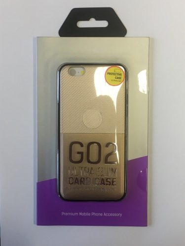 iPhone 6 / 6S (4,7") hátlap tok, műanyag tok, bankkártya tartós, carbon prémium, arany, Dotfes G02