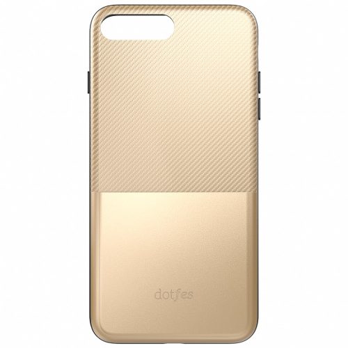 iPhone 6 / 6S (4,7") hátlap tok, műanyag tok, bankkártya tartós, carbon prémium, arany, Dotfes G02