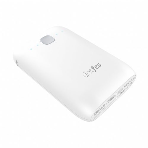 Dotfes D04-7 fehér Power Bank 2.1A/1A 7500mAh