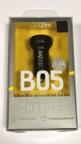 Dotfes B05M fekete prémium fém szivartöltő fej 2USB max 3.4A micro USB kábellel