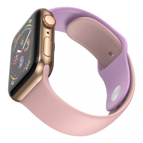Apple Watch okosóra szilikon szíj, 38/40mm, S/M méret, pink + lila, Dotfes S03