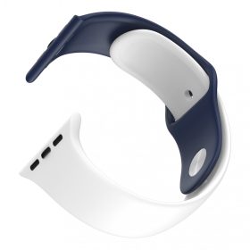   Apple Watch okosóra szilikon szíj, 42/44mm, M/L méret, fehér + sötétkék, Dotfes S03