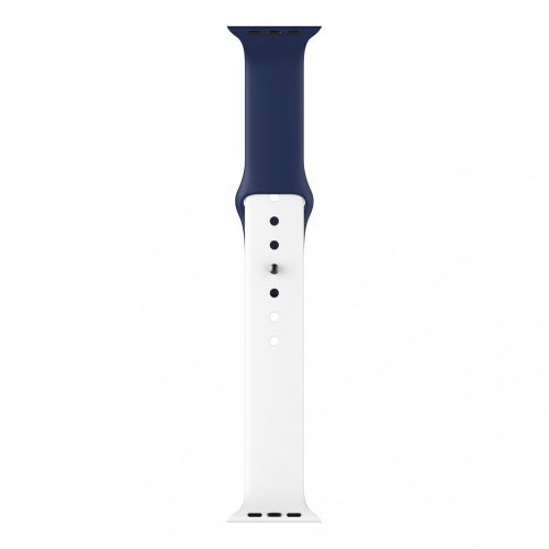 Apple Watch okosóra szilikon szíj, 42/44mm, M/L méret, fehér + sötétkék, Dotfes S03