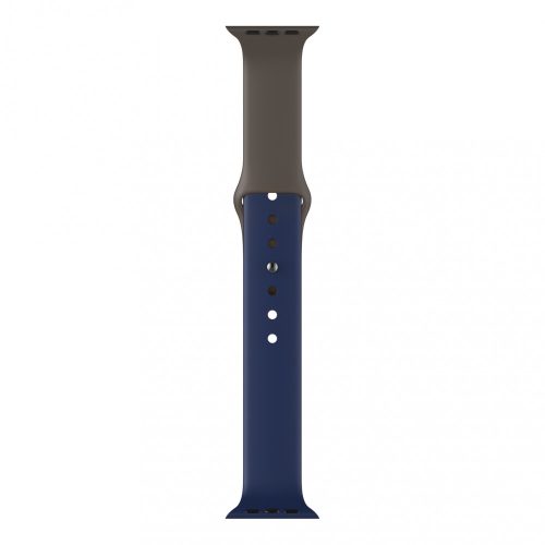 Apple Watch okosóra szilikon szíj, 42/44mm, M/L méret, sötétkék + barna, Dotfes S03