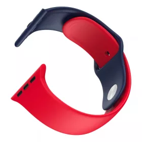   Apple Watch okosóra szilikon szíj, 42/44mm, M/L méret, sötétkék + piros, Dotfes S03