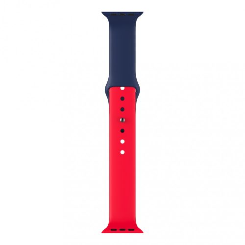 Apple Watch okosóra szilikon szíj, 42/44mm, M/L méret, sötétkék + piros, Dotfes S03