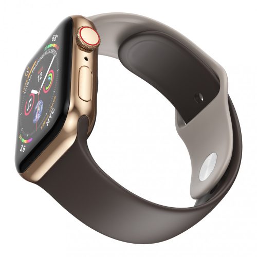 Apple Watch okosóra szilikon szíj, 42/44mm, M/L méret, barna + szürke, Dotfes S03