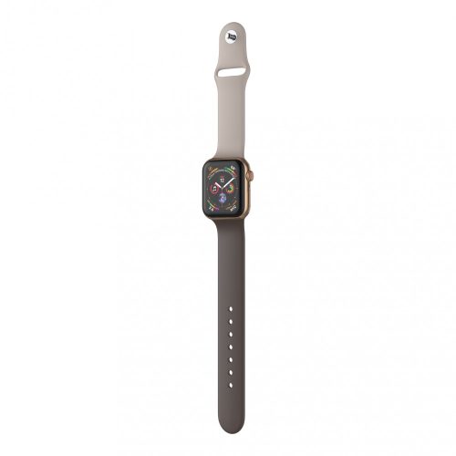 Apple Watch okosóra szilikon szíj, 42/44mm, M/L méret, barna + szürke, Dotfes S03