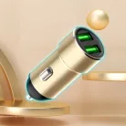 Szivartöltő fej, 2X USB, arany, 3.4A, Letang LT-CC-14