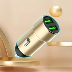 Szivartöltő fej, 2X USB, arany, 3.4A, Letang LT-CC-14