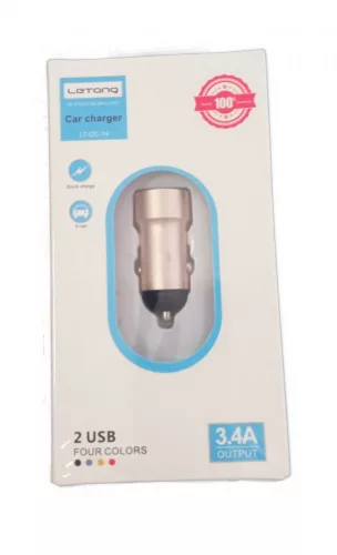 Szivartöltő fej, 2X USB, arany, 3.4A, Letang LT-CC-14