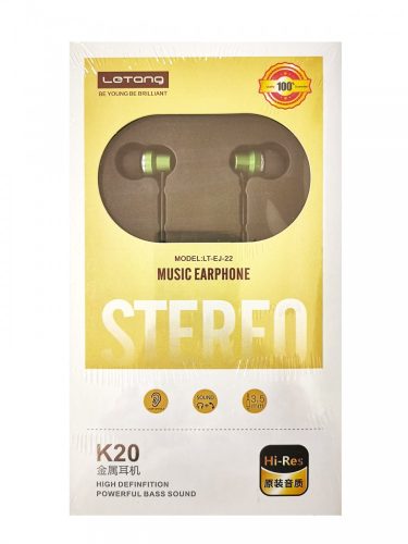 Letang LT-EJ-22 zöld stereo headset fülhallgató