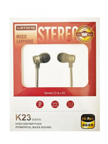 Letang LT-EJ-25 szürke stereo headset fülhallgató