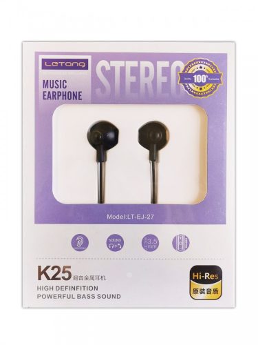 Letang LT-EJ-27 fekete stereo headset fülhallgató