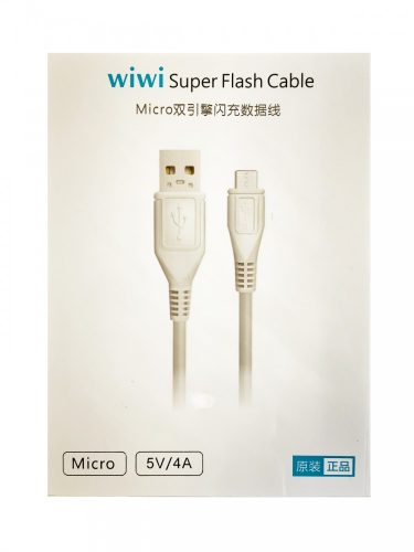 Micro USB adatkábel, 4A, 1M, fehér, Letang wiwi W04 